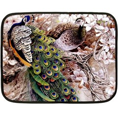 Japanese Painting Flower Peacock Two Sides Fleece Blanket (mini) by Bedest