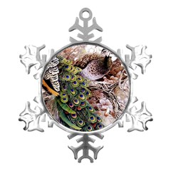 Japanese Painting Flower Peacock Metal Small Snowflake Ornament by Bedest