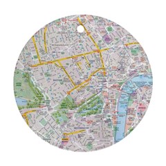 London City Map Round Ornament (two Sides) by Bedest