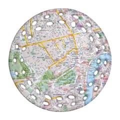 London City Map Ornament (round Filigree) by Bedest