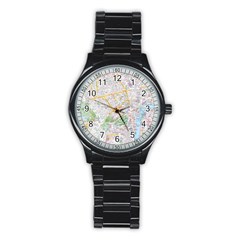 London City Map Stainless Steel Round Watch