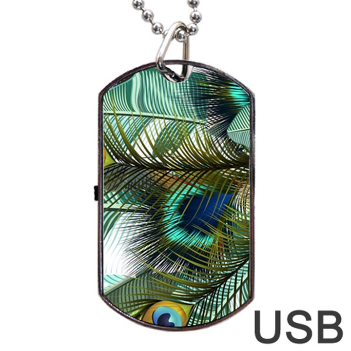 Peacock Feathers Dog Tag USB Flash (Two Sides)