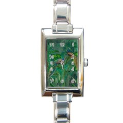 Peacock Paradise Jungle Rectangle Italian Charm Watch