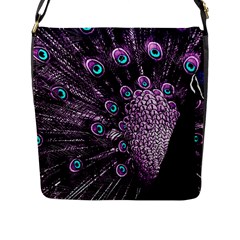 Purple Peacock Flap Closure Messenger Bag (l)