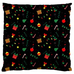 Christmas Pattern Texture Colorful Wallpaper Large Premium Plush Fleece Cushion Case (two Sides)