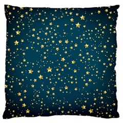 Star Golden Pattern Christmas Design White Gold Large Premium Plush Fleece Cushion Case (two Sides) by Ravend