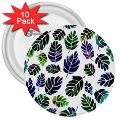 Leaves Watercolor Ornamental Decorative Design 3  Buttons (10 Pack) 