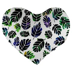 Leaves Watercolor Ornamental Decorative Design Large 19  Premium Heart Shape Cushions