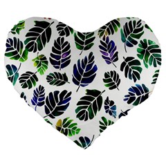 Leaves Watercolor Ornamental Decorative Design Large 19  Premium Flano Heart Shape Cushions by Ravend