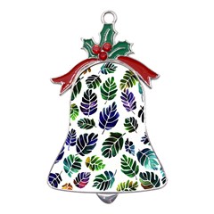 Leaves Watercolor Ornamental Decorative Design Metal Holly Leaf Bell Ornament