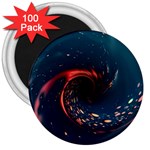 Fluid Swirl Spiral Twist Liquid Abstract Pattern 3  Magnets (100 pack) Front