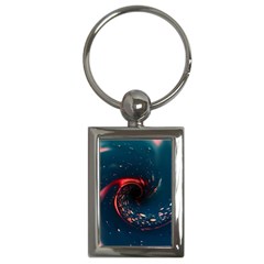 Fluid Swirl Spiral Twist Liquid Abstract Pattern Key Chain (rectangle) by Ravend