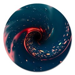 Fluid Swirl Spiral Twist Liquid Abstract Pattern Magnet 5  (round) by Ravend