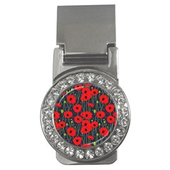 Background Poppies Flowers Seamless Ornamental Money Clips (CZ) 