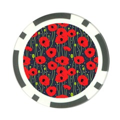 Background Poppies Flowers Seamless Ornamental Poker Chip Card Guard by Ravend