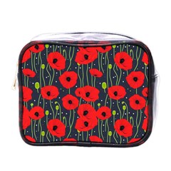 Background Poppies Flowers Seamless Ornamental Mini Toiletries Bag (one Side)