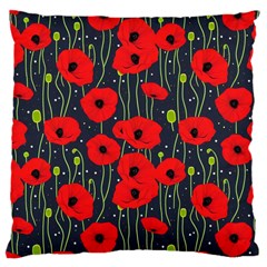 Background Poppies Flowers Seamless Ornamental Large Cushion Case (one Side)