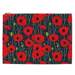 Background Poppies Flowers Seamless Ornamental Cosmetic Bag (xxl) by Ravend
