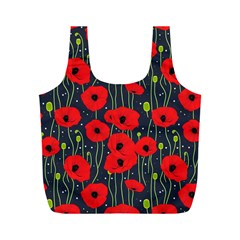 Background Poppies Flowers Seamless Ornamental Full Print Recycle Bag (M)