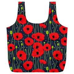 Background Poppies Flowers Seamless Ornamental Full Print Recycle Bag (xl) by Ravend