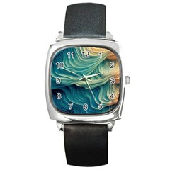 Art Pattern Artis Hands Illustration Square Metal Watch