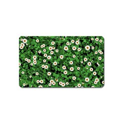 Daisies Clovers Lawn Digital Drawing Background Magnet (name Card) by Ravend