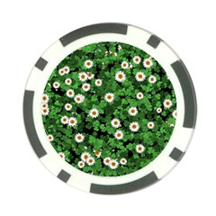 Daisies Clovers Lawn Digital Drawing Background Poker Chip Card Guard