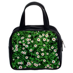 Daisies Clovers Lawn Digital Drawing Background Classic Handbag (two Sides)