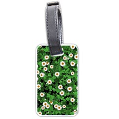 Daisies Clovers Lawn Digital Drawing Background Luggage Tag (one Side) by Ravend