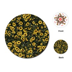 Sunflowers Yellow Flowers Flowers Digital Drawing Playing Cards Single Design (round)