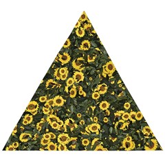 Sunflowers Yellow Flowers Flowers Digital Drawing Wooden Puzzle Triangle by Ravend