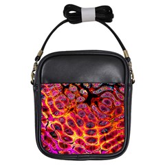 Fractal Black Texture Wallpaper Art Design Girls Sling Bag by Ravend