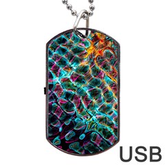 Fractal Abstract Waves Background Wallpaper Dog Tag Usb Flash (two Sides)