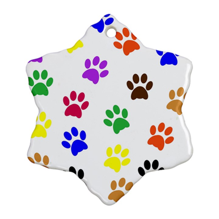 Pawprints-paw-prints-paw-animal Snowflake Ornament (Two Sides)