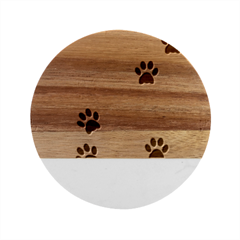 Pawprints-paw-prints-paw-animal Marble Wood Coaster (round)