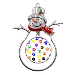 Pawprints-paw-prints-paw-animal Metal Snowman Ornament by Ravend