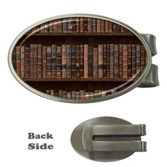 Old Bookshelf Orderly Antique Books Money Clips (oval)  by Ravend