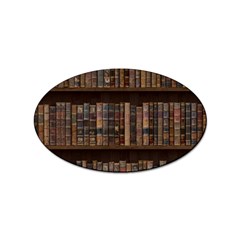 Old Bookshelf Orderly Antique Books Sticker Oval (100 Pack)