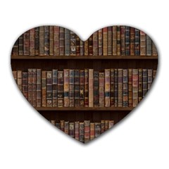 Old Bookshelf Orderly Antique Books Heart Mousepad