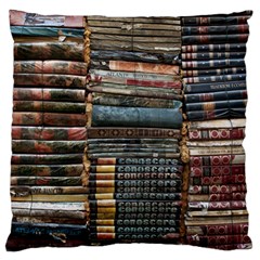 Pile Of Books Photo Of Assorted Book Lot Backyard Antique Store Large Premium Plush Fleece Cushion Case (two Sides) by Ravend