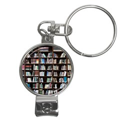 Book Collection In Brown Wooden Bookcases Books Bookshelf Library Nail Clippers Key Chain