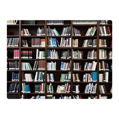 Book Collection In Brown Wooden Bookcases Books Bookshelf Library Two Sides Premium Plush Fleece Blanket (mini) by Ravend