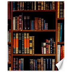 Assorted Title Of Books Piled In The Shelves Assorted Book Lot Inside The Wooden Shelf Canvas 16  X 20  by Ravend