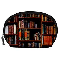 Assorted Title Of Books Piled In The Shelves Assorted Book Lot Inside The Wooden Shelf Accessory Pouch (large)