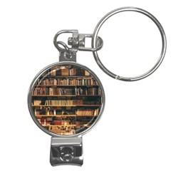 Books On Bookshelf Assorted Color Book Lot In Bookcase Library Nail Clippers Key Chain by Ravend