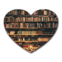 Books On Bookshelf Assorted Color Book Lot In Bookcase Library Heart Mousepad by Ravend