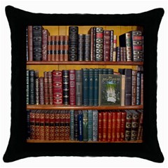 Books-library-bookshelf-bookshop Throw Pillow Case (black)