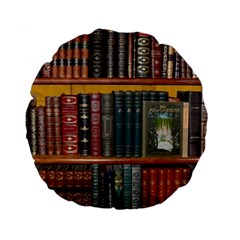 Books-library-bookshelf-bookshop Standard 15  Premium Round Cushions by Ravend