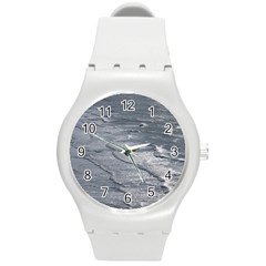 Atlantic Ocean Aerial View, Tierra Del Fuego, Argentina Round Plastic Sport Watch (m) by dflcprintsclothing