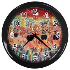 Indonesia-lukisan-picture Wall Clock (black) by nateshop